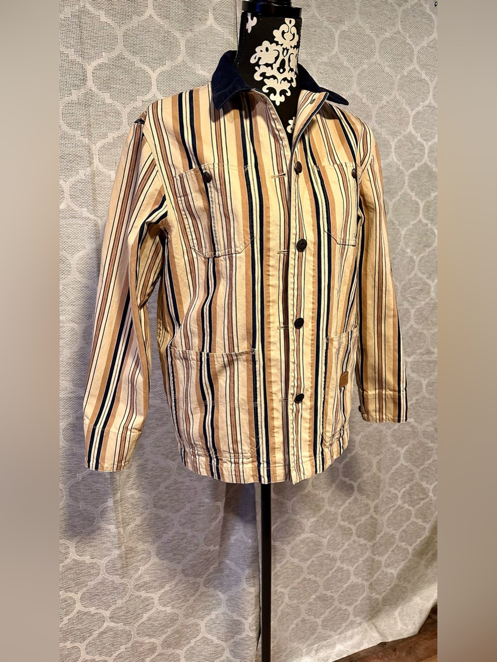 VTG90s LaurenRalphLauren Striped Canvas Barn Jacket Dry Goods Supply line Sz S
